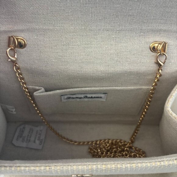 Tommy Bahama Straw Satchel Bag With Bamboo Handle -  Natural Color - Picture 6 of 10